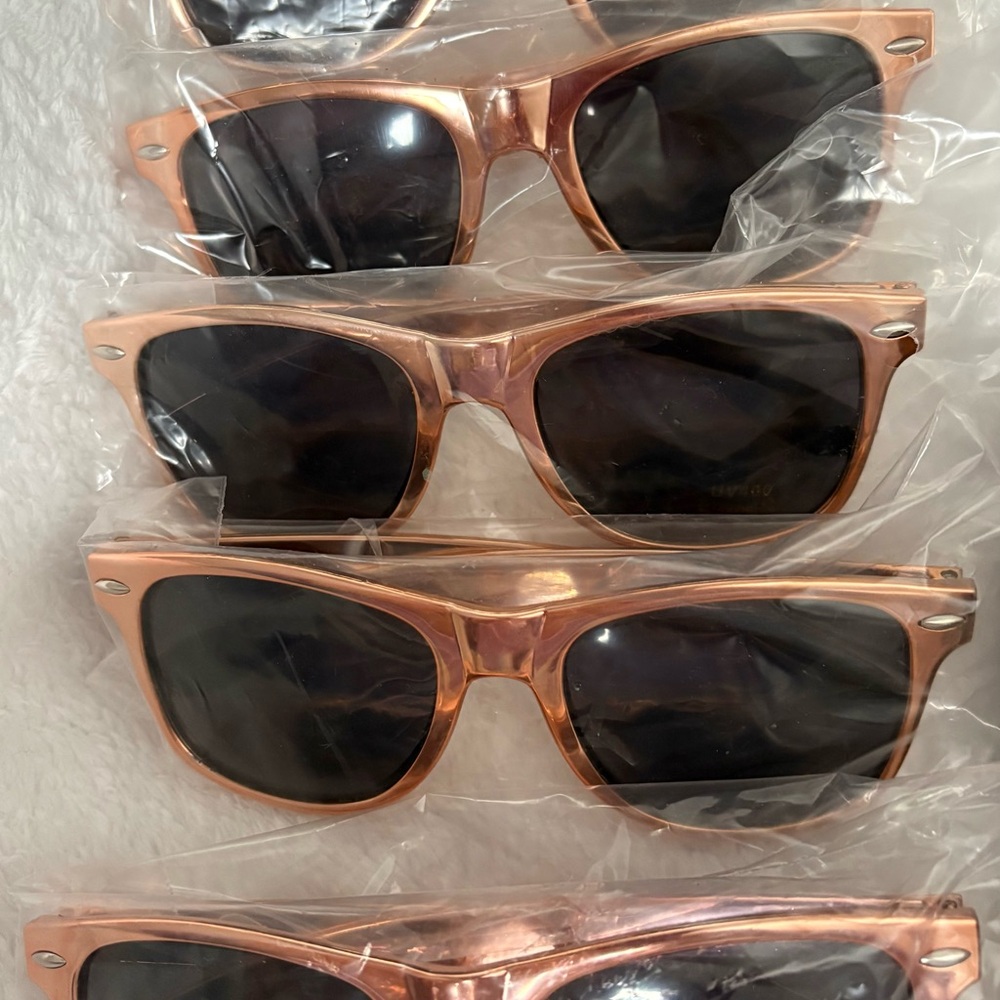 Rose Gold Frame Sunglasses with Dark Lenses - Set Bridal Party Bachelorette